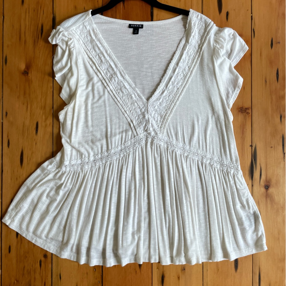 Torrid - Cream flowy v neck top